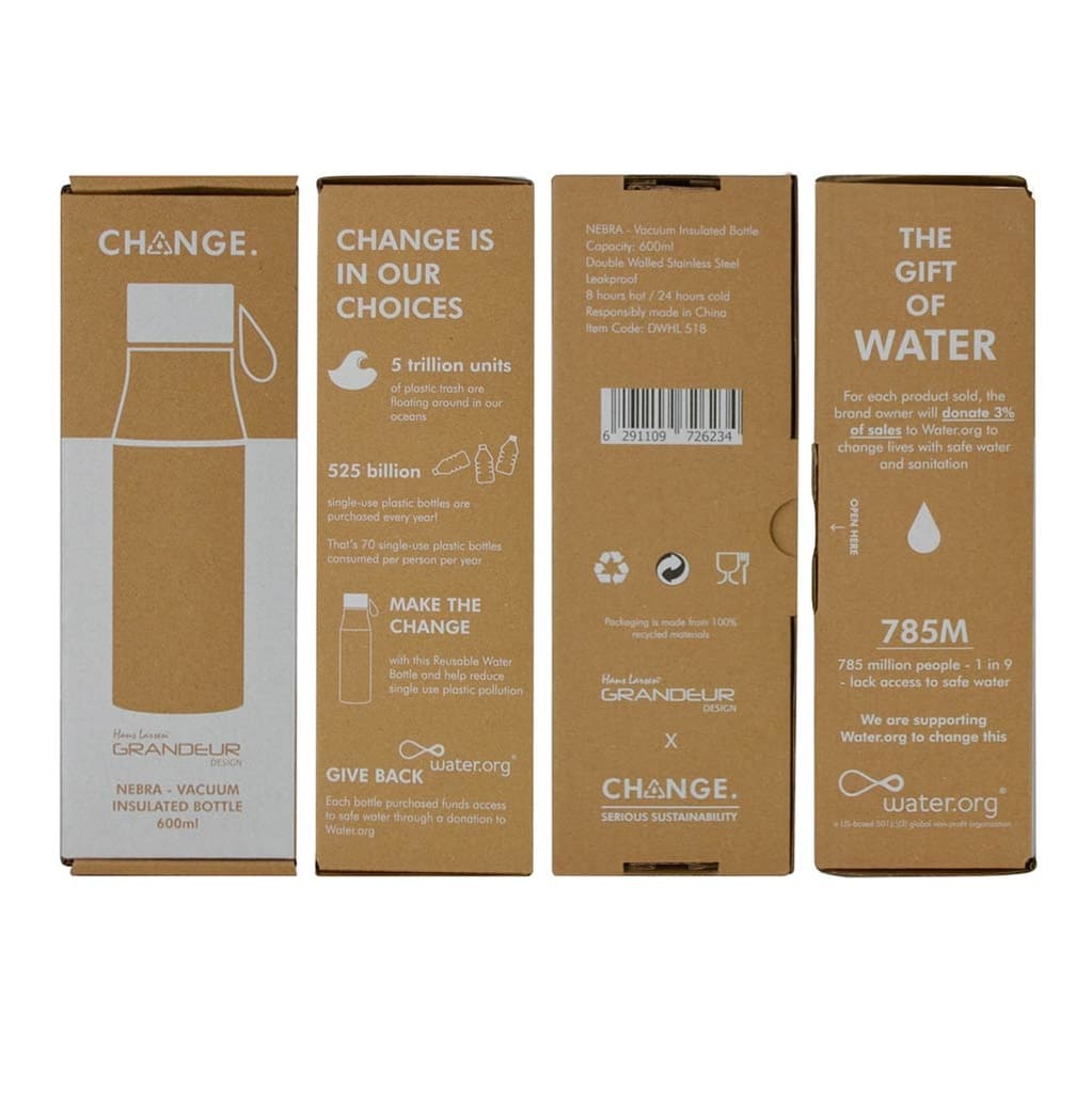R-NEBRA - CHANGE Collection Recycled Stainless Steel Vacuum Bottle