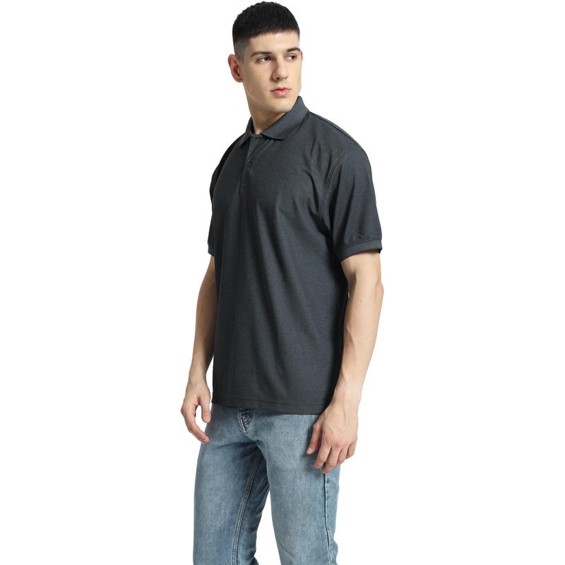 Santhome COMO - Premium Texture Knit Polo Shirt Charcoal Gray