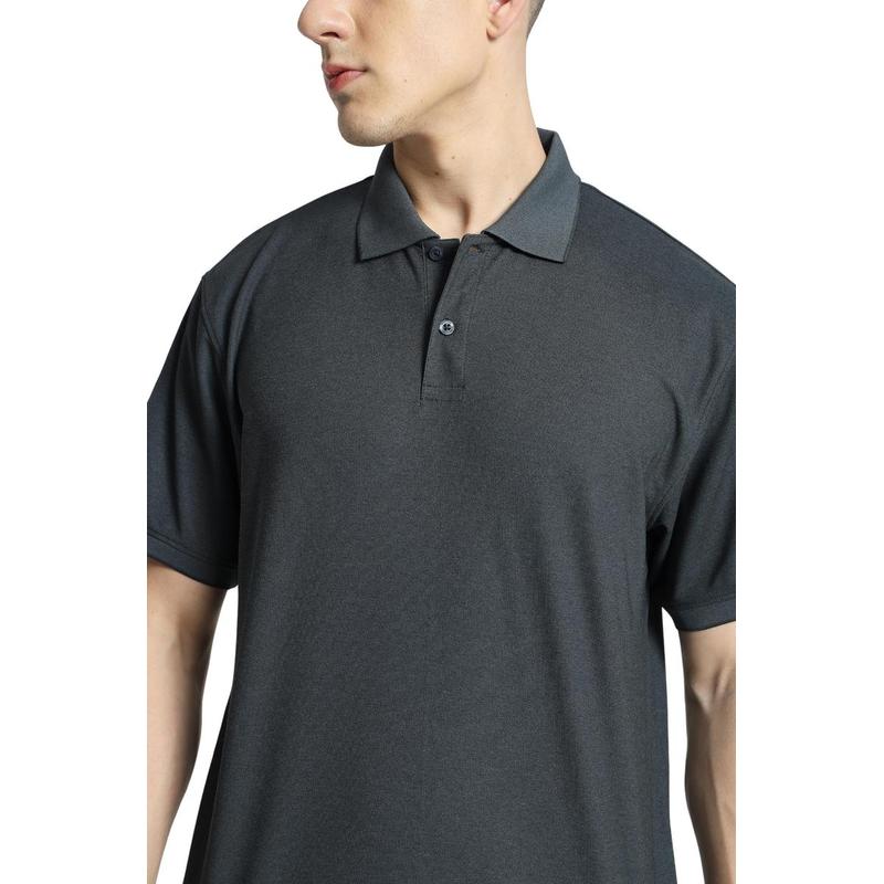 Santhome COMO - Premium Texture Knit Polo Shirt Charcoal Gray