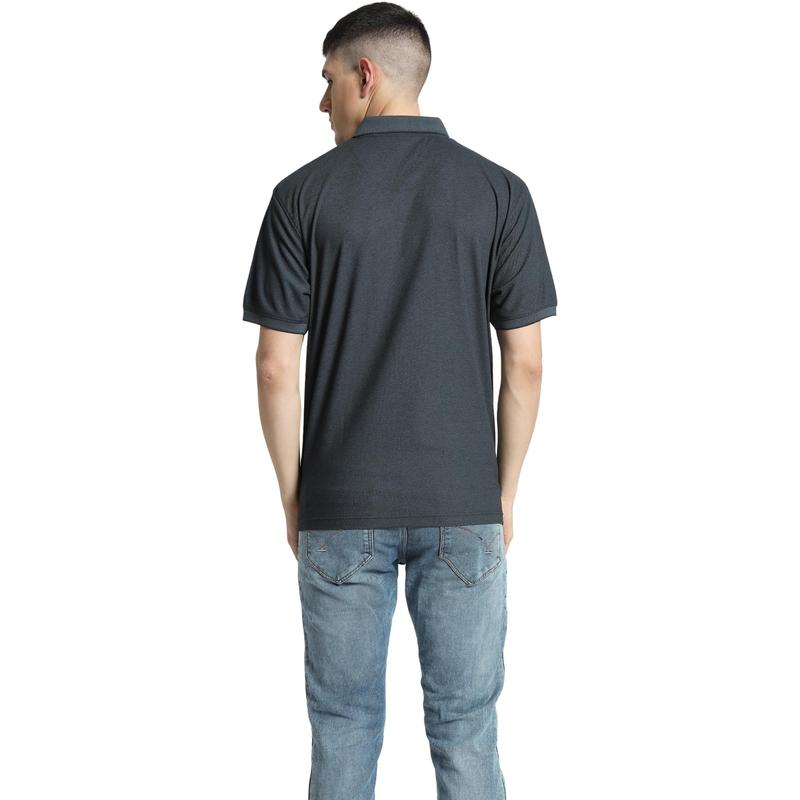 Santhome COMO - Premium Texture Knit Polo Shirt Charcoal Gray