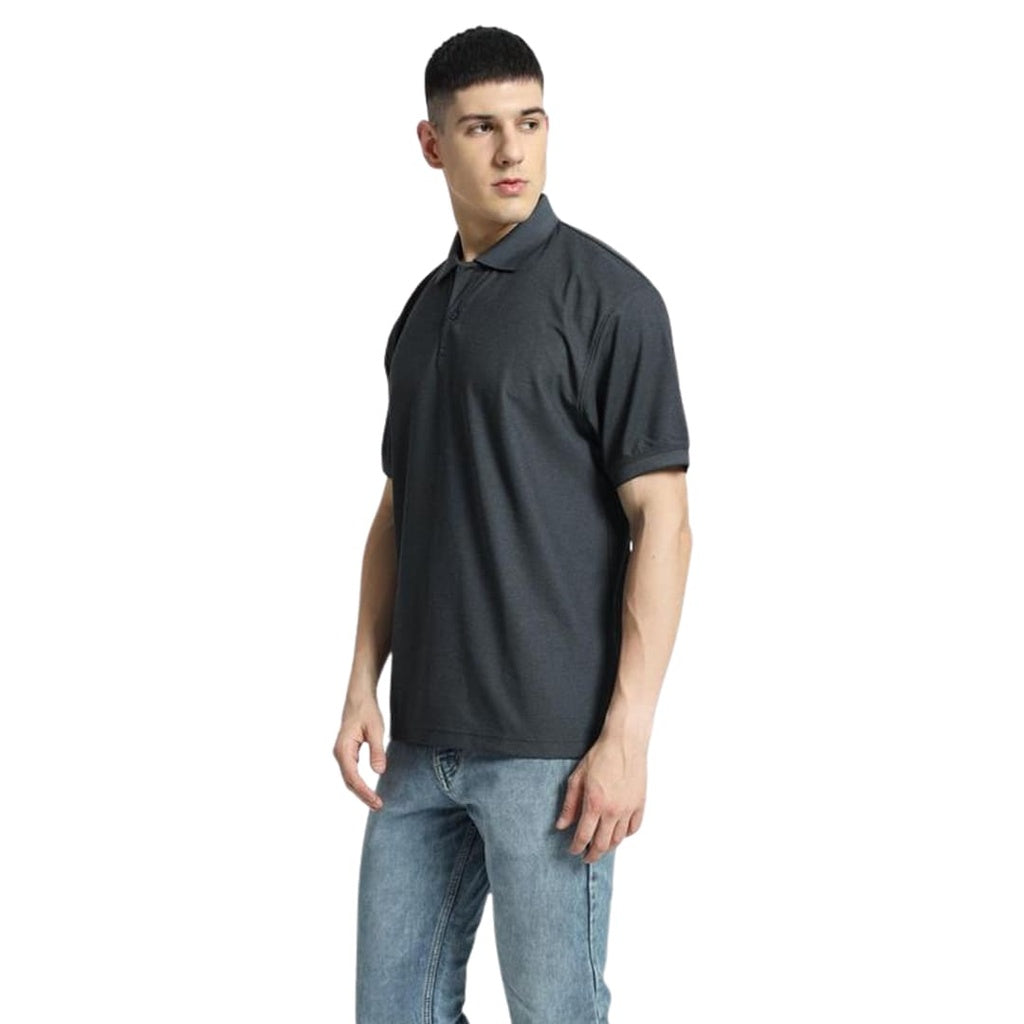 Santhome COMO - Premium Texture Knit Polo Shirt Charcoal Gray
