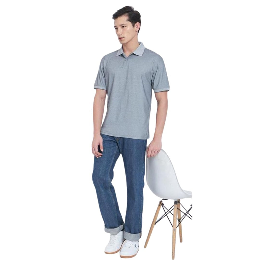 Santhome COMO - Premium Texture Knit Polo Shirt Light Gray