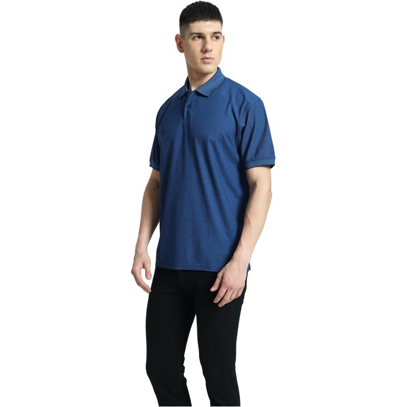 Santhome COMO - Premium Texture Knit Polo Shirt Royal Black