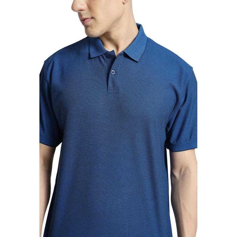 Santhome COMO - Premium Texture Knit Polo Shirt Royal Black