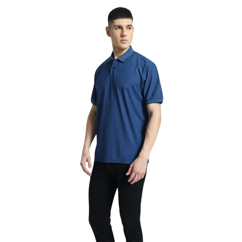 Santhome COMO - Premium Texture Knit Polo Shirt Royal Black