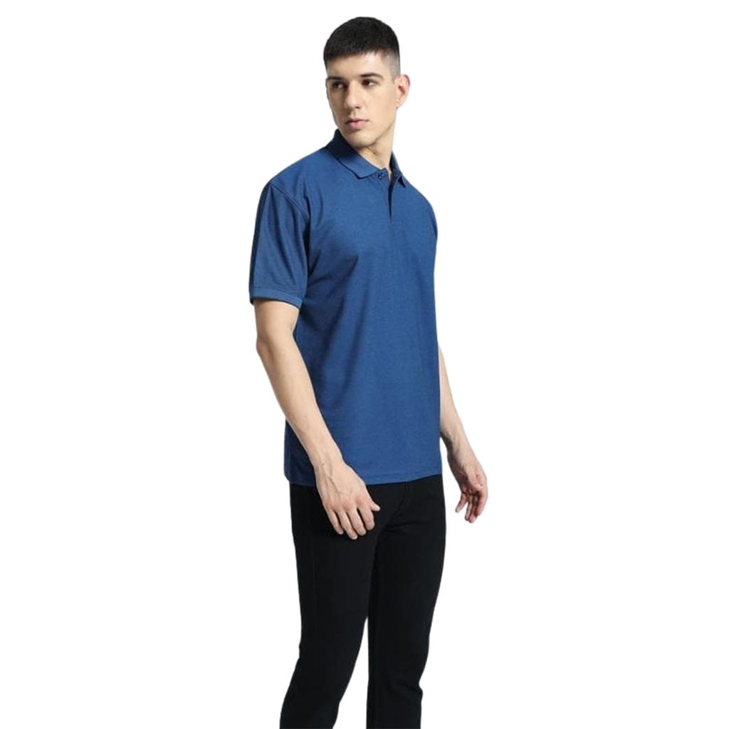 Santhome COMO - Premium Texture Knit Polo Shirt Royal Black